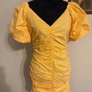Hyfve yellow ruched bodycon dress